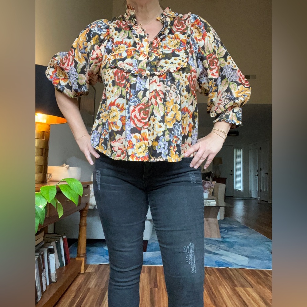 Karlie Floral Boho Pleat top, large